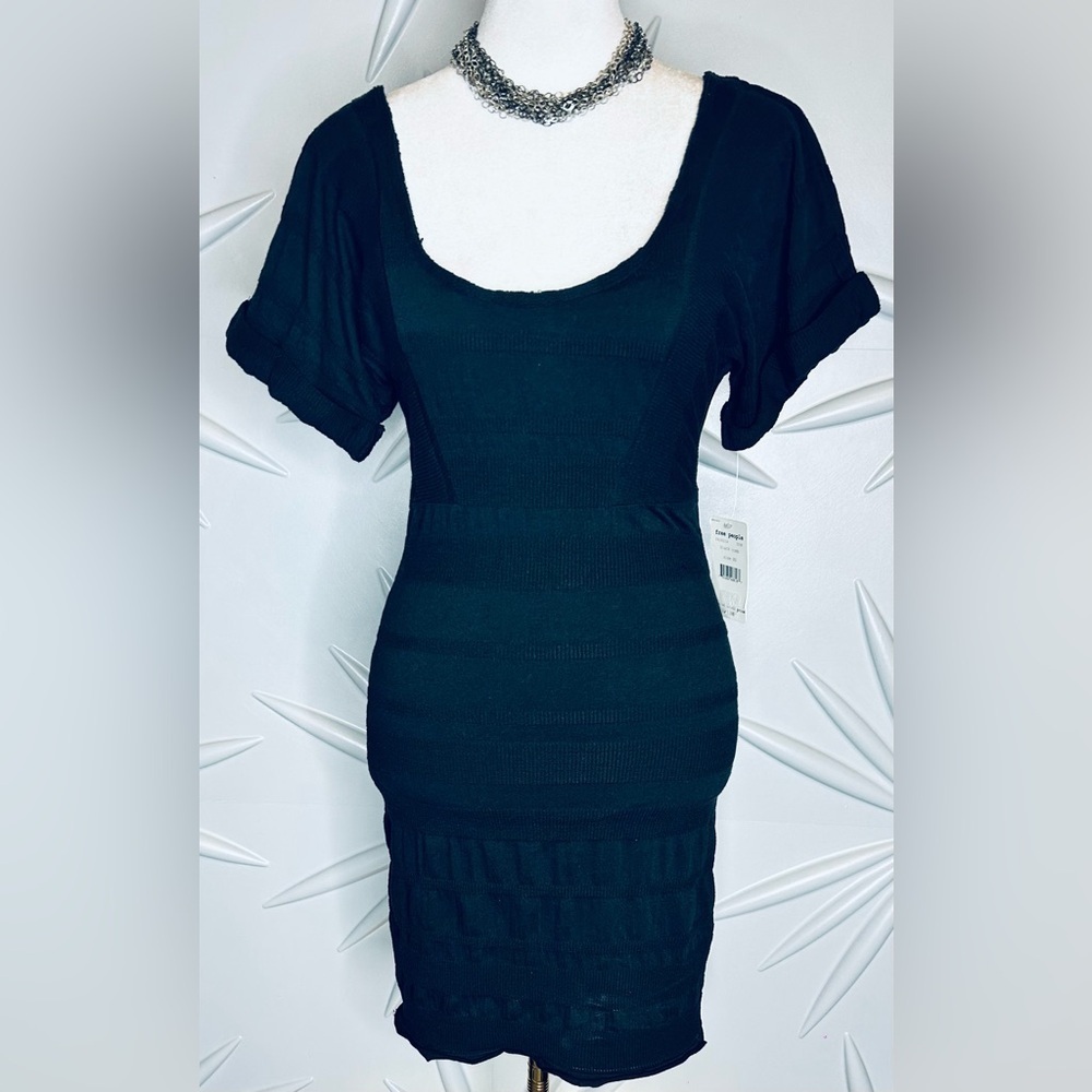 NWT Free People SZ XS black bodycon/U-neck front & U neck/back out. Bust 30”-36” - Picture 3 of 8